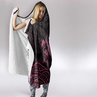 Pink Black Polynesia Floral Sea Turtle Hooded Blanket - Polynesian Pride