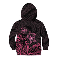 Pink Black Polynesia Floral Sea Turtle Kid Hoodie - Polynesian Pride