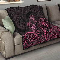 Pink Black Polynesia Floral Sea Turtle Quilt - Polynesian Pride