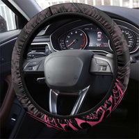 Pink Black Polynesia Floral Sea Turtle Steering Wheel Cover - Polynesian Pride