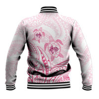 Pink White Polynesia Floral Sea Turtle Baseball Jacket - Polynesian Pride