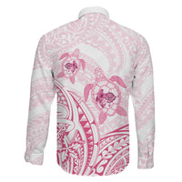 Pink White Polynesia Floral Sea Turtle Family Matching Off Shoulder Short Dress and Hawaiian Shirt LT14 - Polynesian Pride