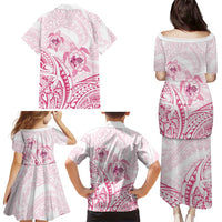Pink White Polynesia Floral Sea Turtle Family Matching Puletasi and Hawaiian Shirt - Polynesian Pride