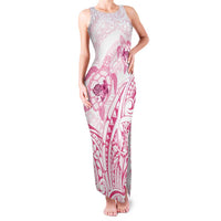 Pink White Polynesia Floral Sea Turtle Family Matching Tank Maxi Dress and Hawaiian Shirt LT14 Mom's Dress White - Polynesian Pride