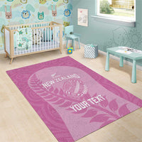 Custom New Zealand Silver Fern Rugby 2025 Area Rug All Black Aotearoa Maori Pink