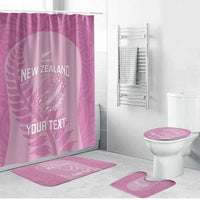 Custom New Zealand Silver Fern Rugby 2025 Bathroom Set All Black Aotearoa Maori Pink LT14 Bathroom Set (4 pcs) Pink - Polynesian Pride