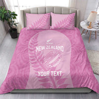 Custom New Zealand Silver Fern Rugby 2025 Bedding Set All Black Aotearoa Maori Pink LT14 - Polynesian Pride