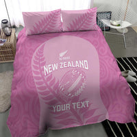 Custom New Zealand Silver Fern Rugby 2025 Bedding Set All Black Aotearoa Maori Pink LT14 - Polynesian Pride