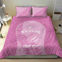 Custom New Zealand Silver Fern Rugby 2025 Bedding Set All Black Aotearoa Maori Pink LT14 - Polynesian Pride