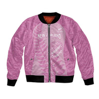 Custom New Zealand Silver Fern Rugby 2025 Bomber Jacket All Black Aotearoa Maori Pink LT14 Unisex Pink - Polynesian Pride