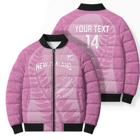Custom New Zealand Silver Fern Rugby 2025 Bomber Puffer Jacket All Black Aotearoa Maori Pink LT14 - Polynesian Pride