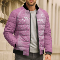 Custom New Zealand Silver Fern Rugby 2025 Bomber Puffer Jacket All Black Aotearoa Maori Pink LT14 - Polynesian Pride