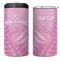 Custom New Zealand Silver Fern Rugby 2025 4 in 1 Can Cooler Tumbler All Black Aotearoa Maori Pink LT14 One Size: 16 oz Pink - Polynesian Pride