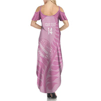 Custom New Zealand Silver Fern Rugby 2025 Family Matching Summer Maxi Dress and Hawaiian Shirt All Black Aotearoa Maori Pink LT14 - Polynesian Pride