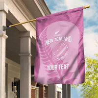 Custom New Zealand Silver Fern Rugby 2025 Garden Flag All Black Aotearoa Maori Pink LT14 House Flag Pink - Polynesian Pride