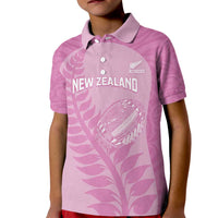 Custom New Zealand Silver Fern Rugby 2025 Kid Polo Shirt All Black Aotearoa Maori Pink LT14 Kid Pink - Polynesian Pride