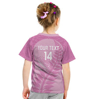 Custom New Zealand Silver Fern Rugby 2025 Kid T Shirt All Black Aotearoa Maori Pink LT14 - Polynesian Pride