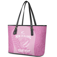 Custom New Zealand Silver Fern Rugby 2025 Leather Tote Bag All Black Aotearoa Maori Pink LT14 - Polynesian Pride