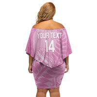 Custom New Zealand Silver Fern Rugby 2025 Off Shoulder Short Dress All Black Aotearoa Maori Pink LT14 - Polynesian Pride