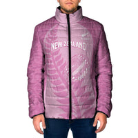 Custom New Zealand Silver Fern Rugby 2025 Padded Jacket All Black Aotearoa Maori Pink LT14 Men Pink - Polynesian Pride