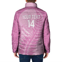 Custom New Zealand Silver Fern Rugby 2025 Padded Jacket All Black Aotearoa Maori Pink LT14 - Polynesian Pride