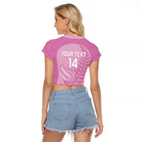 Custom New Zealand Silver Fern Rugby 2025 Raglan Cropped T Shirt All Black Aotearoa Maori Pink LT14 - Polynesian Pride