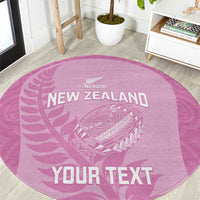Custom New Zealand Silver Fern Rugby 2025 Round Carpet All Black Aotearoa Maori Pink LT14 Pink - Polynesian Pride