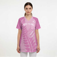 Custom New Zealand Silver Fern Rugby 2025 Scrub Top All Black Aotearoa Maori Pink LT14 - Polynesian Pride
