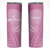 Custom New Zealand Silver Fern Rugby 2025 Skinny Tumbler All Black Aotearoa Maori Pink LT14 Pink - Polynesian Pride