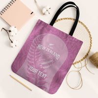 Custom New Zealand Silver Fern Rugby 2025 Tote Bag All Black Aotearoa Maori Pink LT14 Black Strap One Size Pink - Polynesian Pride