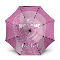 Custom New Zealand Silver Fern Rugby 2025 Umbrella All Black Aotearoa Maori Pink LT14 One Size Folded 11.42 inch Opened Diameter 37.4 inch Pink - Polynesian Pride