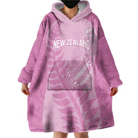 Custom New Zealand Silver Fern Rugby 2025 Wearable Blanket Hoodie All Black Aotearoa Maori Pink LT14 - Polynesian Pride