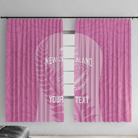 Custom New Zealand Silver Fern Rugby 2025 Window Curtain All Black Aotearoa Maori Pink LT14 With Hooks Pink - Polynesian Pride