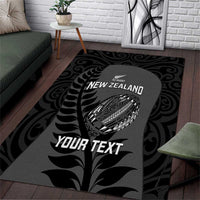 Custom New Zealand Silver Fern Rugby 2025 Area Rug Go Champions Aotearoa Maori Black LT14 Black - Polynesian Pride
