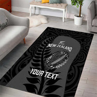 Custom New Zealand Silver Fern Rugby 2025 Area Rug Go Champions Aotearoa Maori Black LT14 - Polynesian Pride