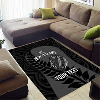 Custom New Zealand Silver Fern Rugby 2025 Area Rug Go Champions Aotearoa Maori Black LT14 - Polynesian Pride