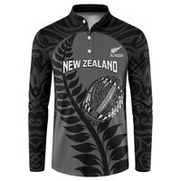 Custom New Zealand Silver Fern Rugby 2025 Button Sweatshirt Go Champions Aotearoa Maori Black LT14 Black - Polynesian Pride