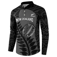 Custom New Zealand Silver Fern Rugby 2025 Button Sweatshirt Go Champions Aotearoa Maori Black LT14 - Polynesian Pride