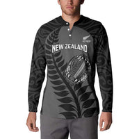 Custom New Zealand Silver Fern Rugby 2025 Button Sweatshirt Go Champions Aotearoa Maori Black LT14 - Polynesian Pride