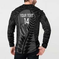 Custom New Zealand Silver Fern Rugby 2025 Button Sweatshirt Go Champions Aotearoa Maori Black LT14 - Polynesian Pride