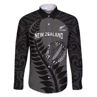 Custom New Zealand Silver Fern Rugby 2025 Family Matching Off Shoulder Maxi Dress and Hawaiian Shirt Go Champions Aotearoa Maori Black LT14 Dad's Shirt - Long Sleeve Black - Polynesian Pride