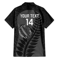 Custom New Zealand Silver Fern Rugby 2025 Family Matching Short Sleeve Bodycon Dress and Hawaiian Shirt Go Champions Aotearoa Maori Black LT14 - Polynesian Pride