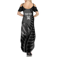 Custom New Zealand Silver Fern Rugby 2025 Family Matching Summer Maxi Dress and Hawaiian Shirt Go Champions Aotearoa Maori Black LT14 - Polynesian Pride
