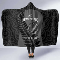 Custom New Zealand Silver Fern Rugby 2025 Hooded Blanket Go Champions Aotearoa Maori Black LT14 One Size Black - Polynesian Pride