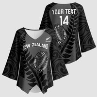 Custom New Zealand Silver Fern Rugby 2025 Kimono Sleeve Blouse Go Champions Aotearoa Maori Black LT14 - Polynesian Pride