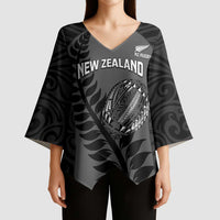 Custom New Zealand Silver Fern Rugby 2025 Kimono Sleeve Blouse Go Champions Aotearoa Maori Black LT14 - Polynesian Pride