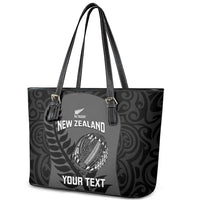 Custom New Zealand Silver Fern Rugby 2025 Leather Tote Bag Go Champions Aotearoa Maori Black LT14 - Polynesian Pride