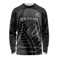 Custom New Zealand Silver Fern Rugby 2025 Long Sleeve Shirt Go Champions Aotearoa Maori Black LT14 Unisex Black - Polynesian Pride