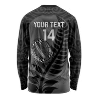 Custom New Zealand Silver Fern Rugby 2025 Long Sleeve Shirt Go Champions Aotearoa Maori Black LT14 - Polynesian Pride