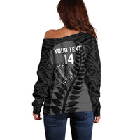 Custom New Zealand Silver Fern Rugby 2025 Off Shoulder Sweater Go Champions Aotearoa Maori Black LT14 - Polynesian Pride